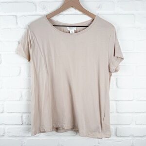 H&M Beige Basic Cotton T-Shirt Tan Slim Fit Tee Large
